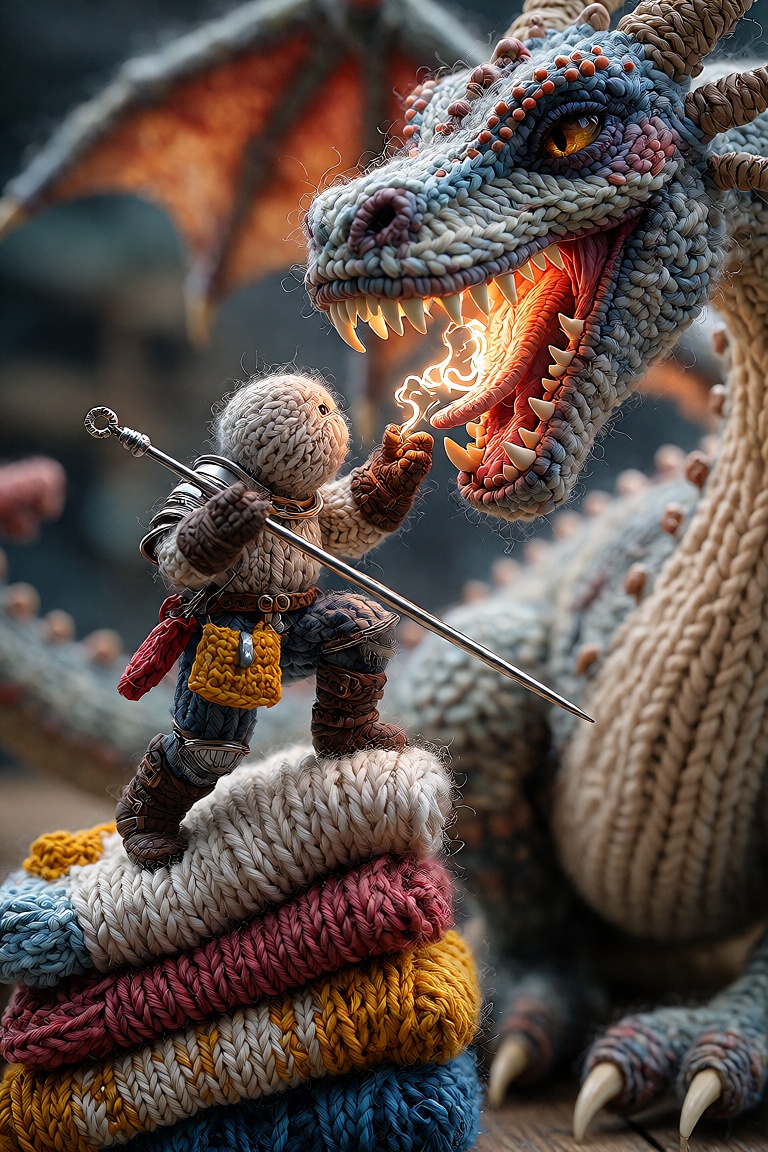 masterpiece,  best quality,  macro tactile 3D knitted yarn diorama on Tensor.Art