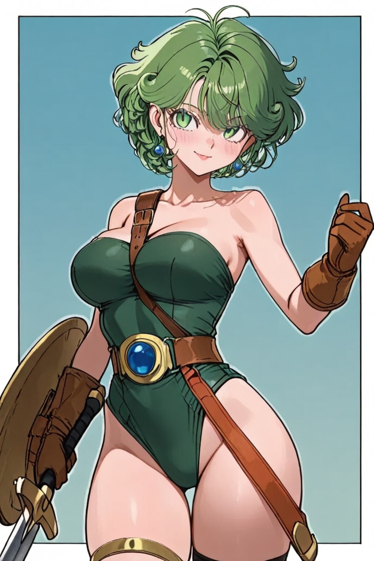 Large breasts,  a leotard stretched tight over the bust,  Off-the-shoulder style on Tensor.Art