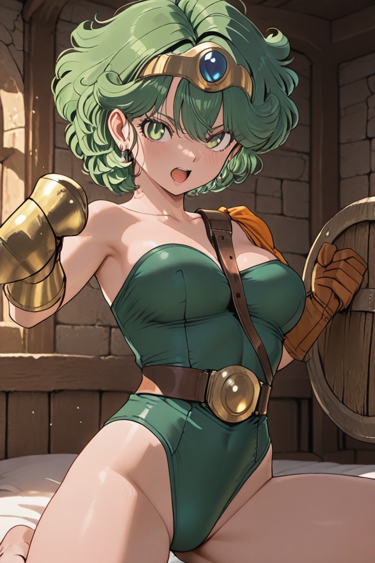 sexy action Large breasts,  a leotard stretched tight over the bust,  Off-the-shoulder style on Tensor.Art