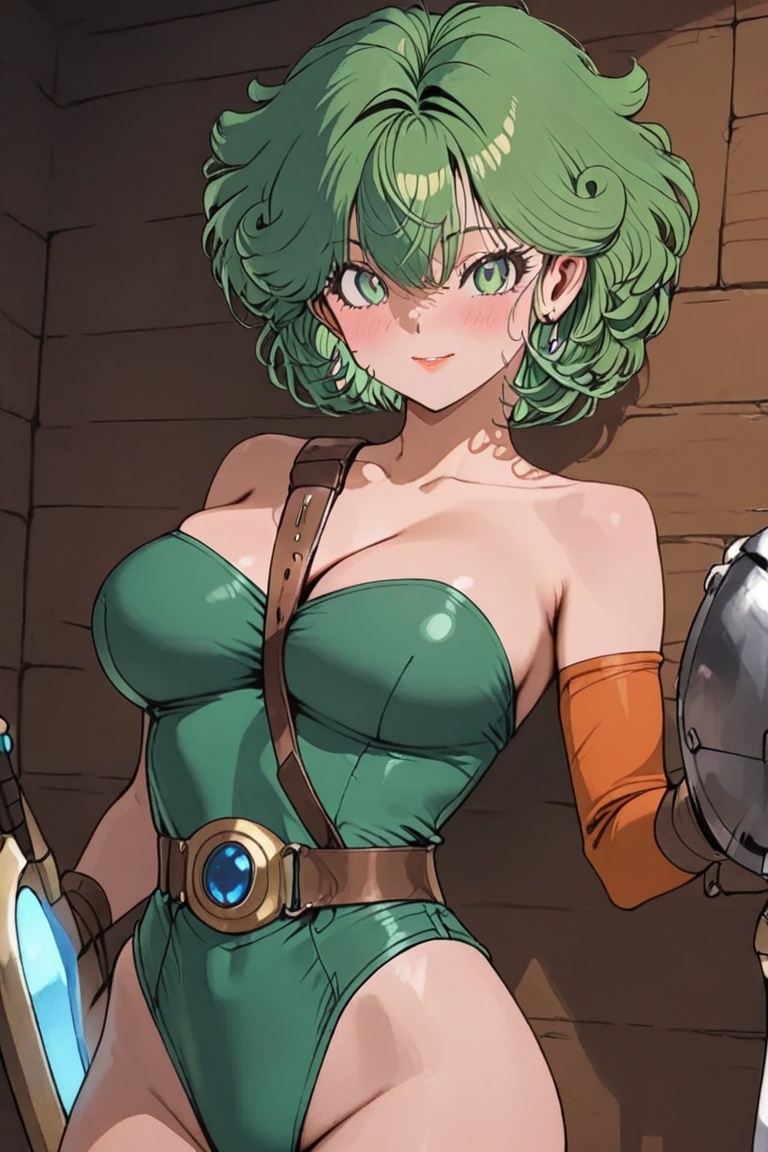 Large breasts,  a leotard stretched tight over the bust,  Off-the-shoulder style on Tensor.Art