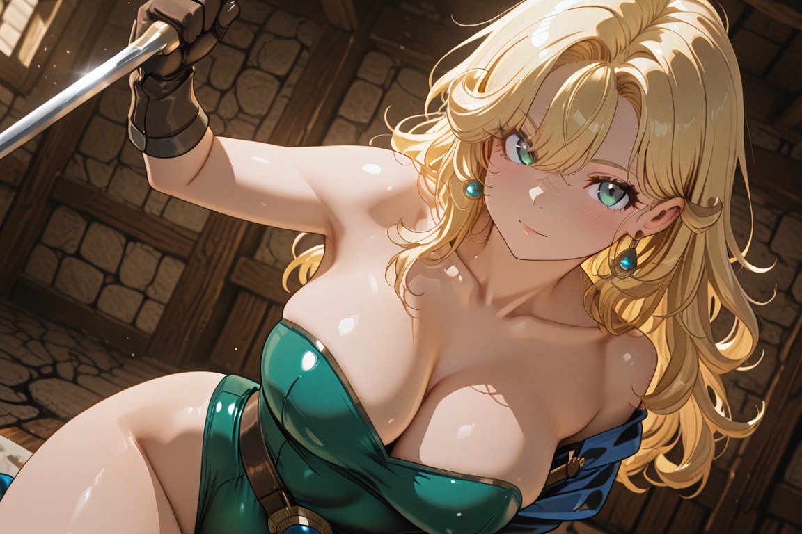 Large breasts,  a leotard stretched tight over the bust,  Off-the-shoulder style on Tensor.Art