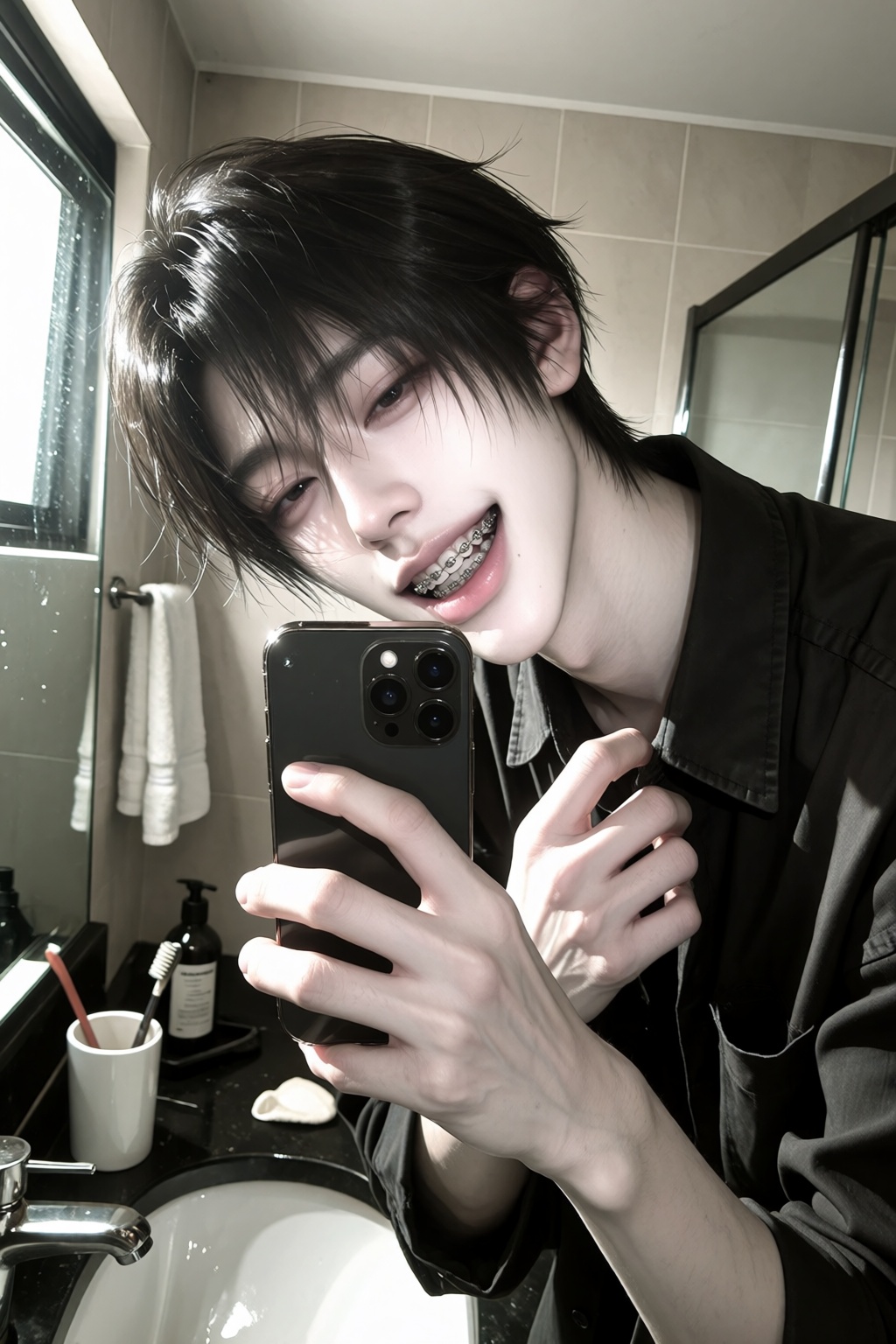 1boy,  black hair,  pose: ))) on Tensor.Art