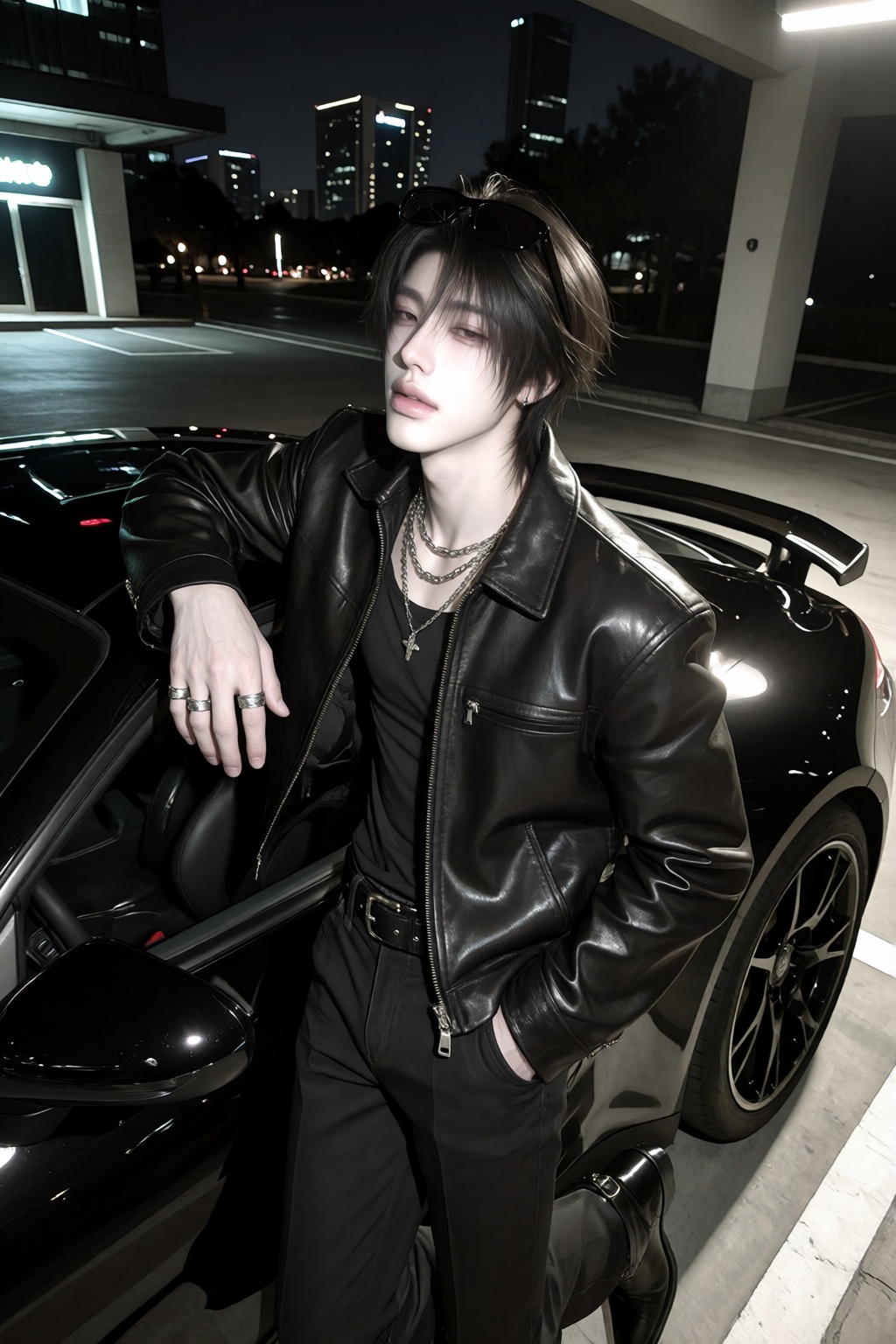 1boy,  black layered hair,  pose: ))) on Tensor.Art