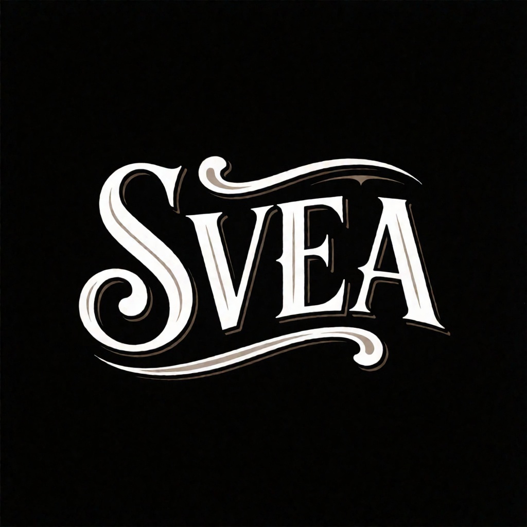 a stylish logo with the text "SVEA",  black background,  white font on Tensor.Art