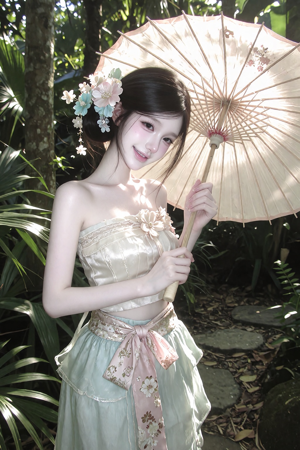 character: ***** young woman,  slim petite physique,  pale fair skin on Tensor.Art
