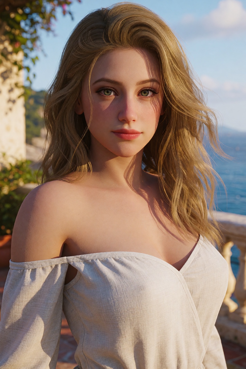 Professional 3D render of a beautiful woman,  f/1.8,  softbox lighting on Tensor.Art