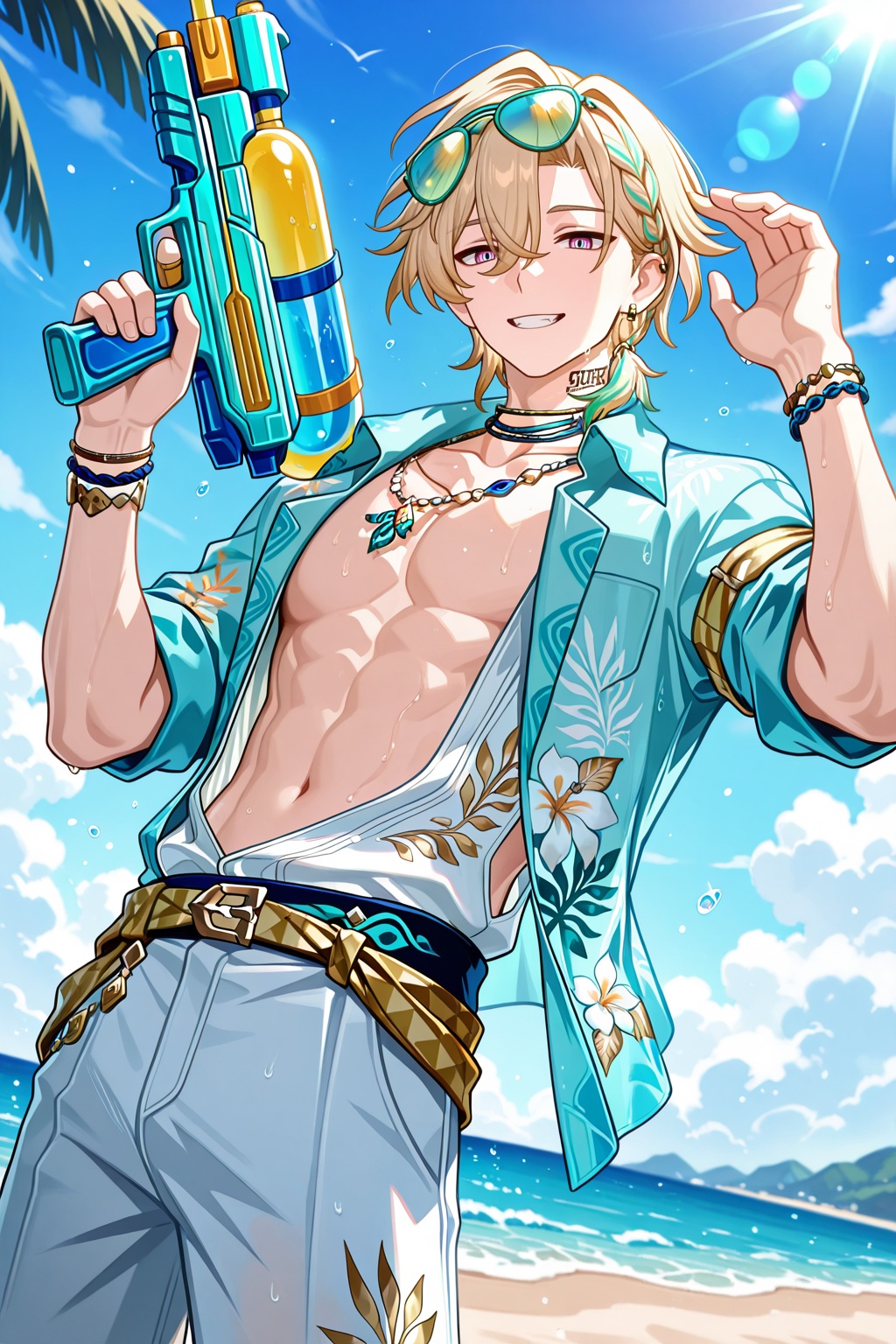male focus,  1boy,  aventurine \(waveflair\) \(honkai: star rail\) on Tensor.Art