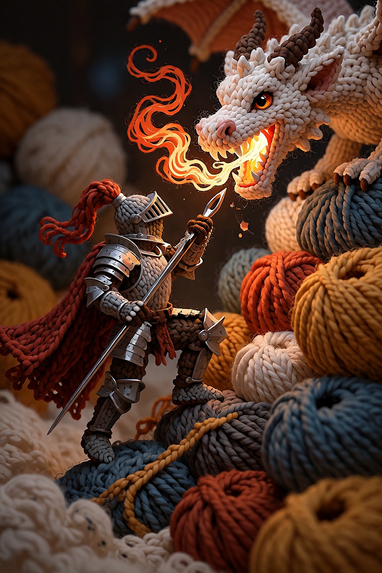 masterpiece,  best quality,  macro tactile 3D knitted yarn diorama on Tensor.Art