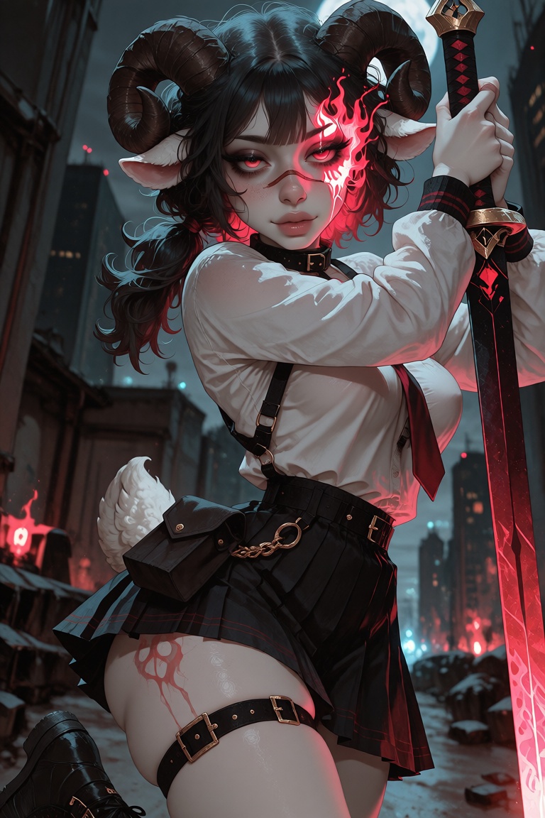 1girl,  anthro sheep girl,  curly black hair on Tensor.Art
