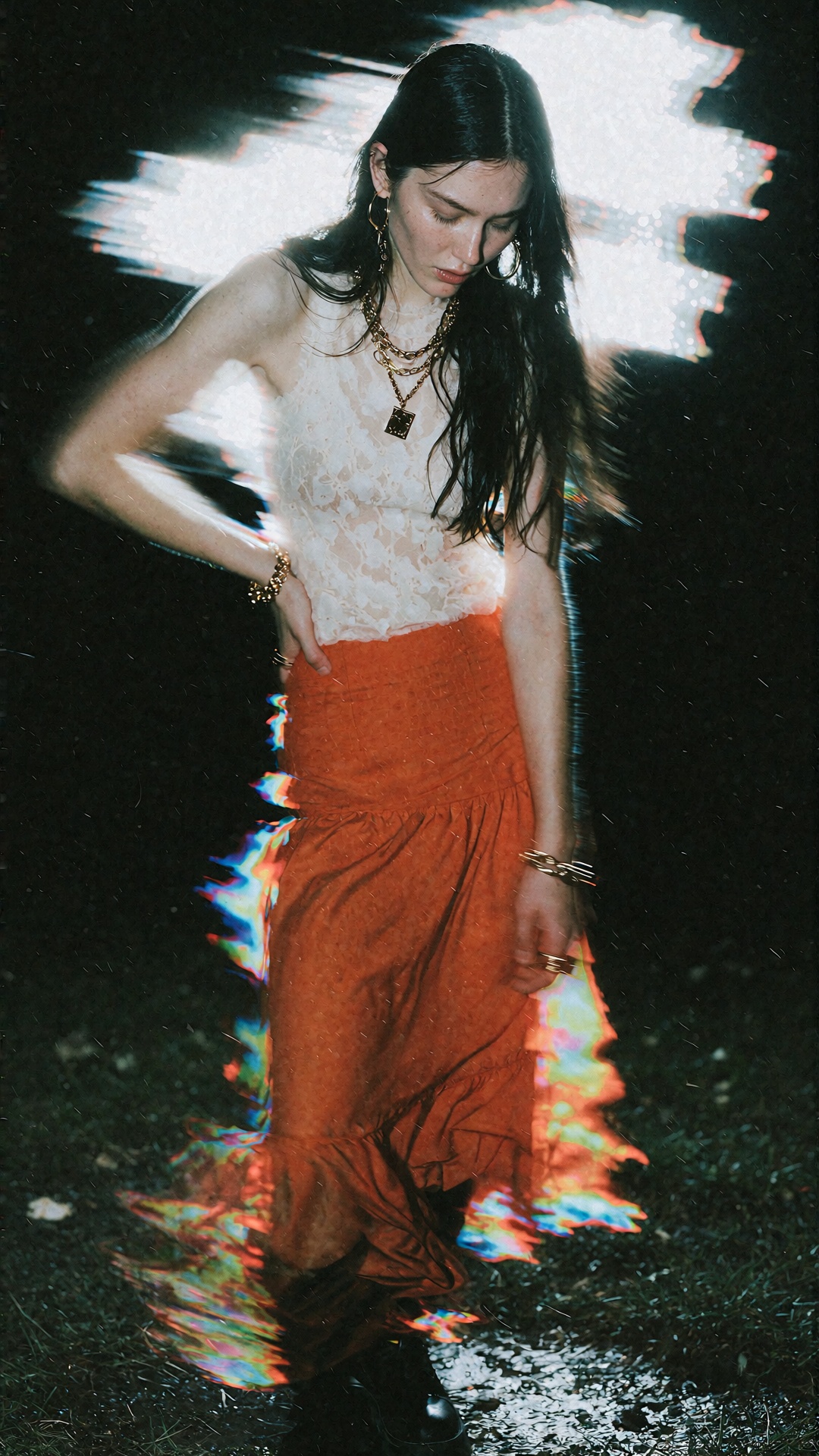 Blurgaze,  this surreal,  distressed portrait centers on a 35 year old on Tensor.Art