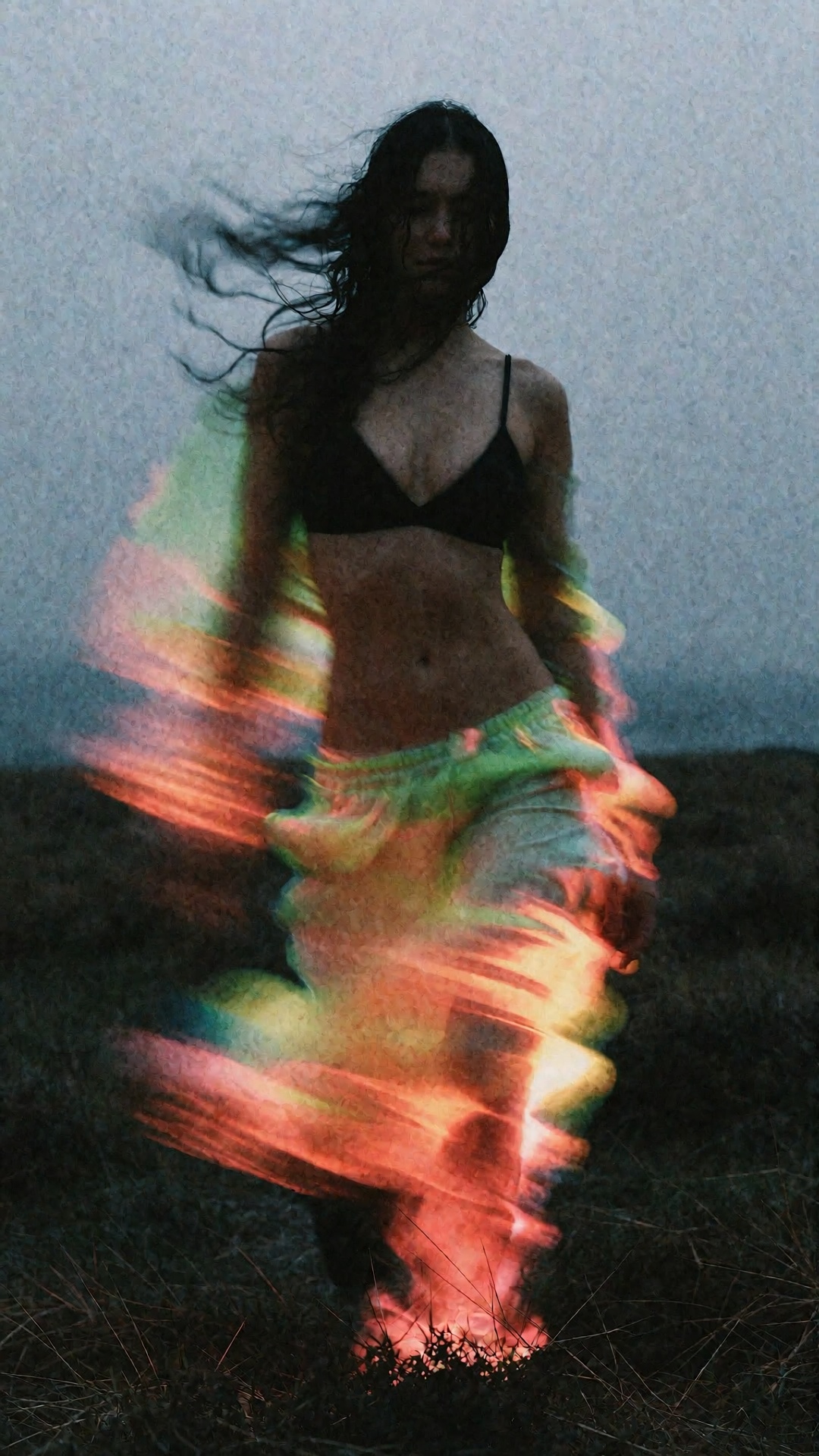 1woman ,  Blurgaze abstract style photography ,  vivid gradient blurs of colors on Tensor.Art