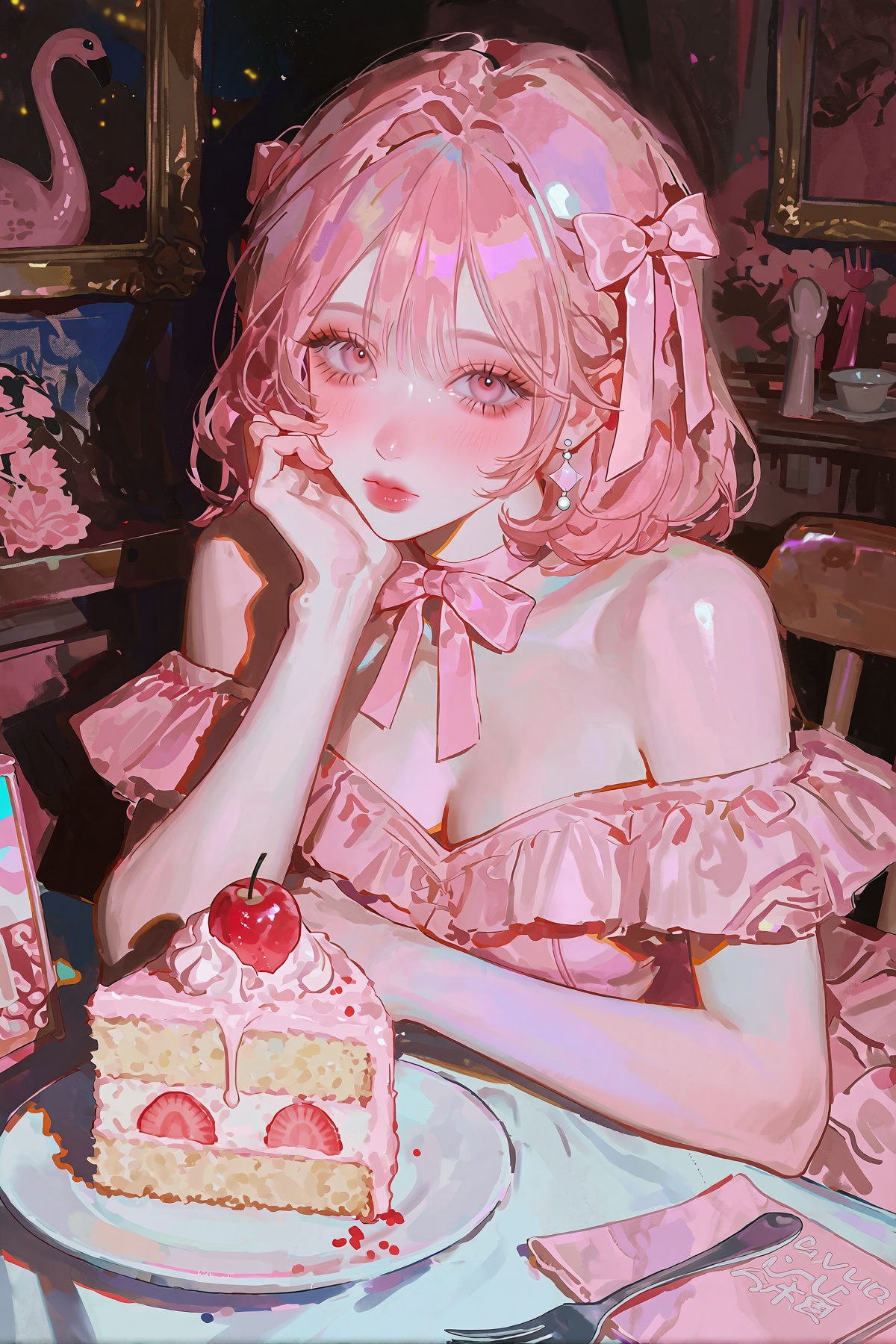 EZ_VI,  artistic,  pink color scheme on Tensor.Art