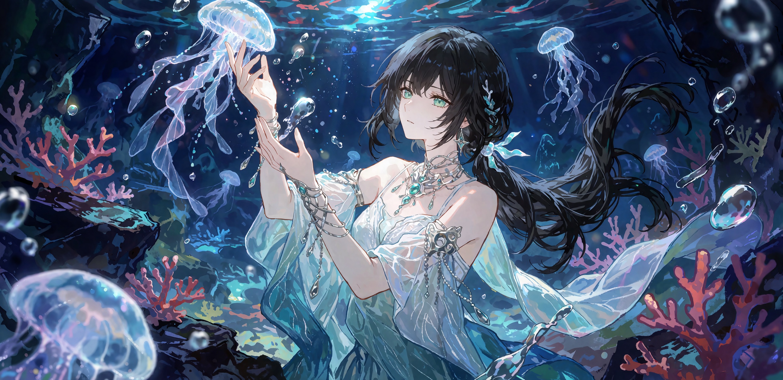 A highly detailed 2.5D anime illustration in an expressive hand-drawn aesthetic,  featuring visible rough brushstrokes,  w...