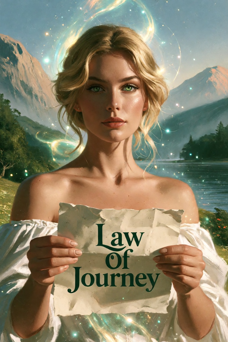A Caucasian woman with blonde hair ang striking green eyes styled in an off-shoulder fashion stands confidently. She is ho...