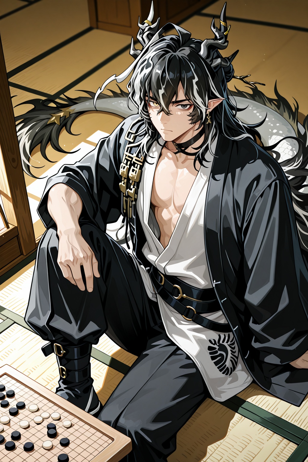 male focus,  1boy,  wang \(arknights\) on Tensor.Art