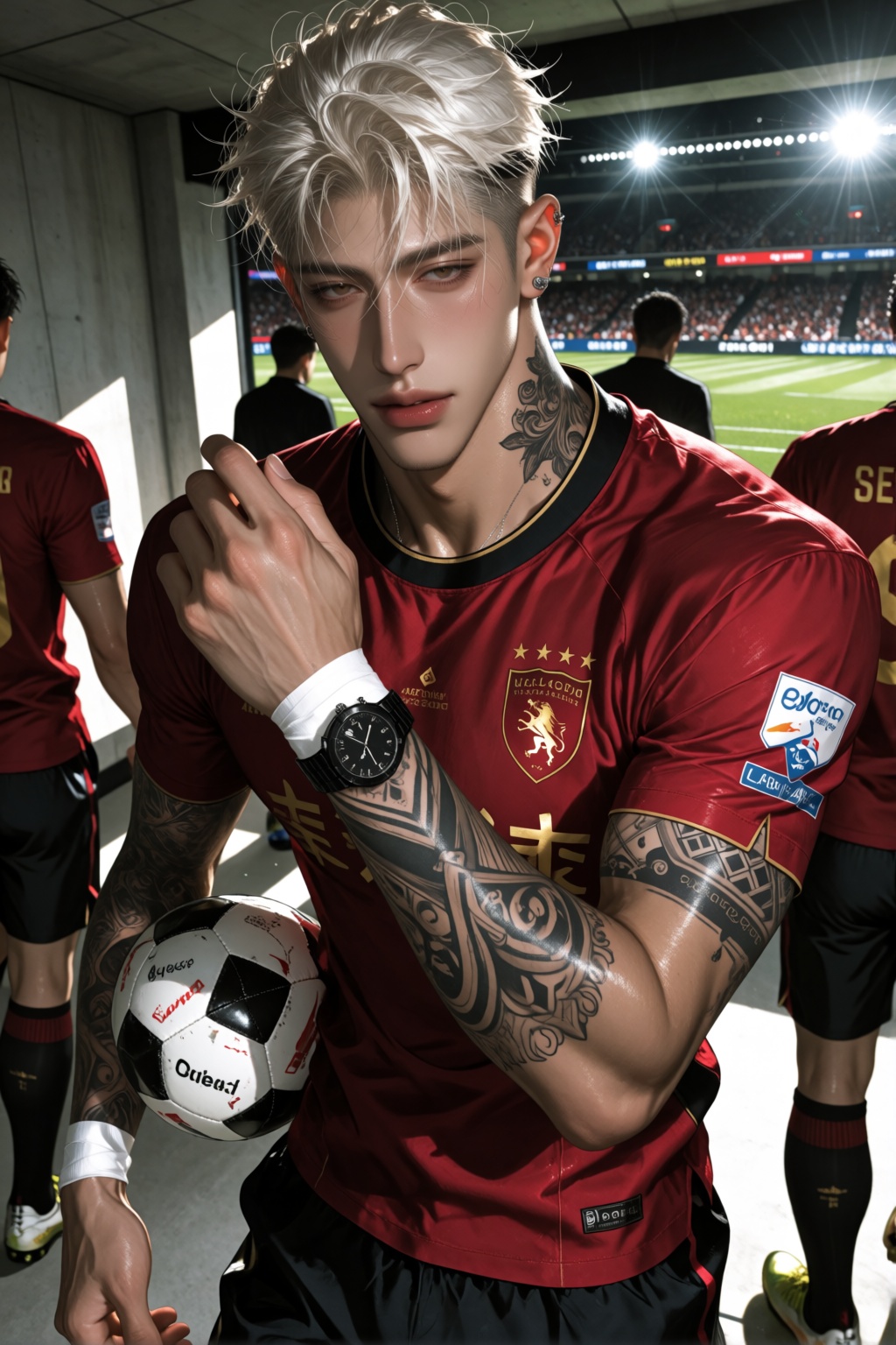 character: ))),  mature masculine appearance,  sharp handsome facial features on Tensor.Art