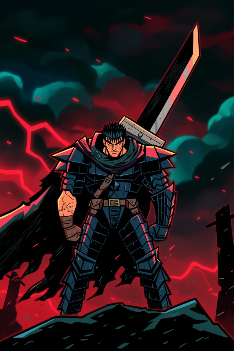 1boy,  guts (berserk),  spiky black hair on Tensor.Art