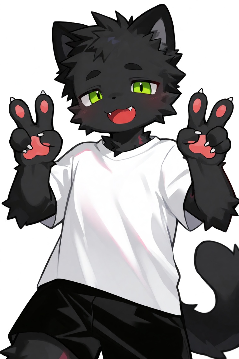 artist:sdvoit,  anime style. furry cat boy,  young boy on Tensor.Art
