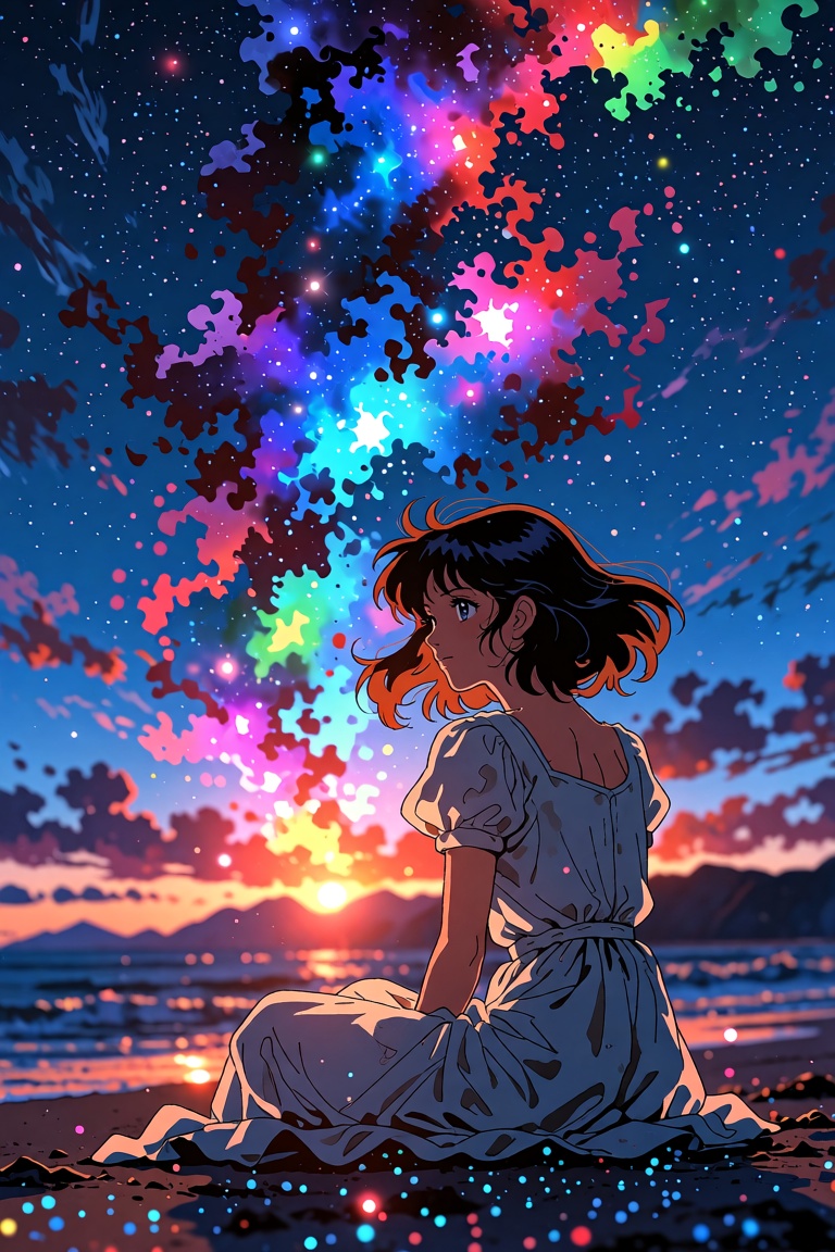 ((Emphasize a blend of anime aesthetics with painterly digital rendering techniques)),  the use of light and shadow create...