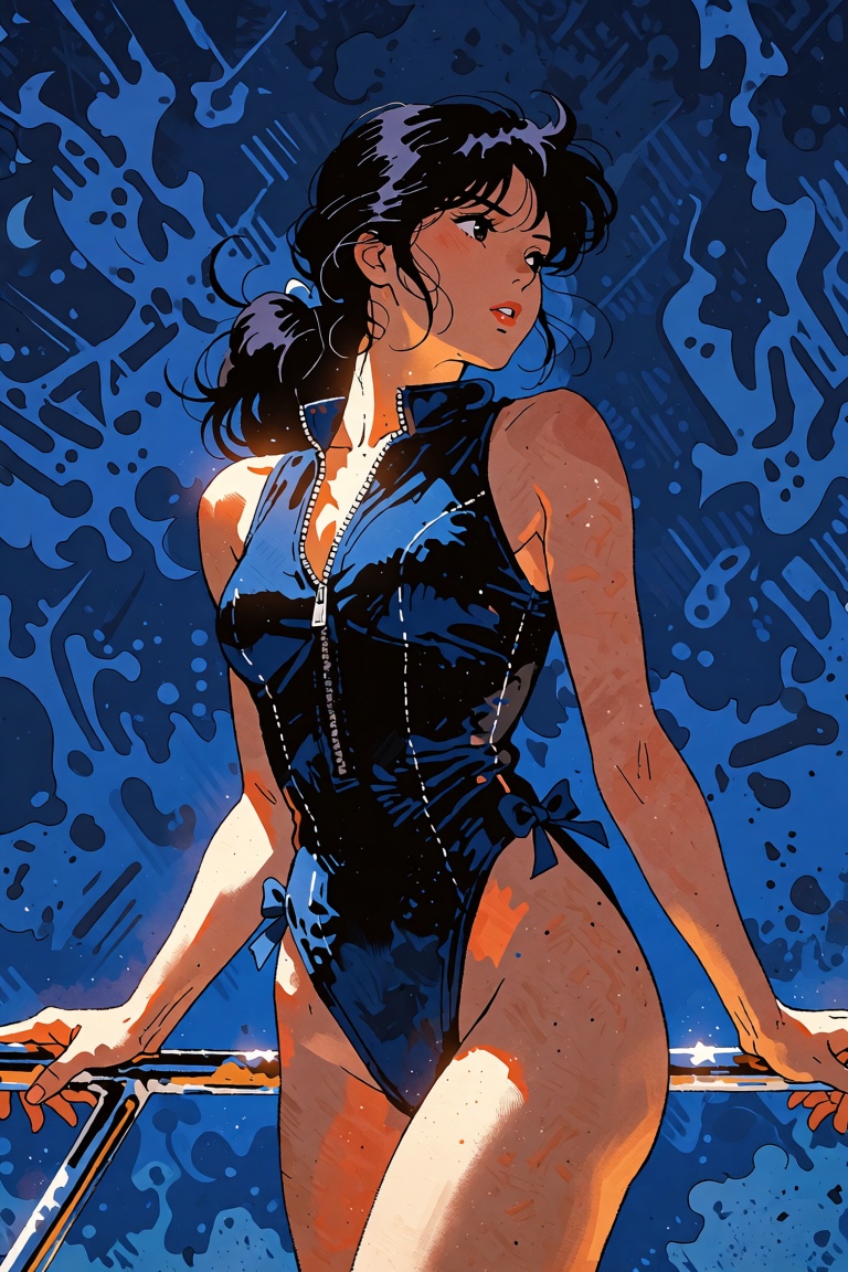 ((Emphasize a blend of anime aesthetics with painterly digital rendering techniques)),  the use of light and shadow create...