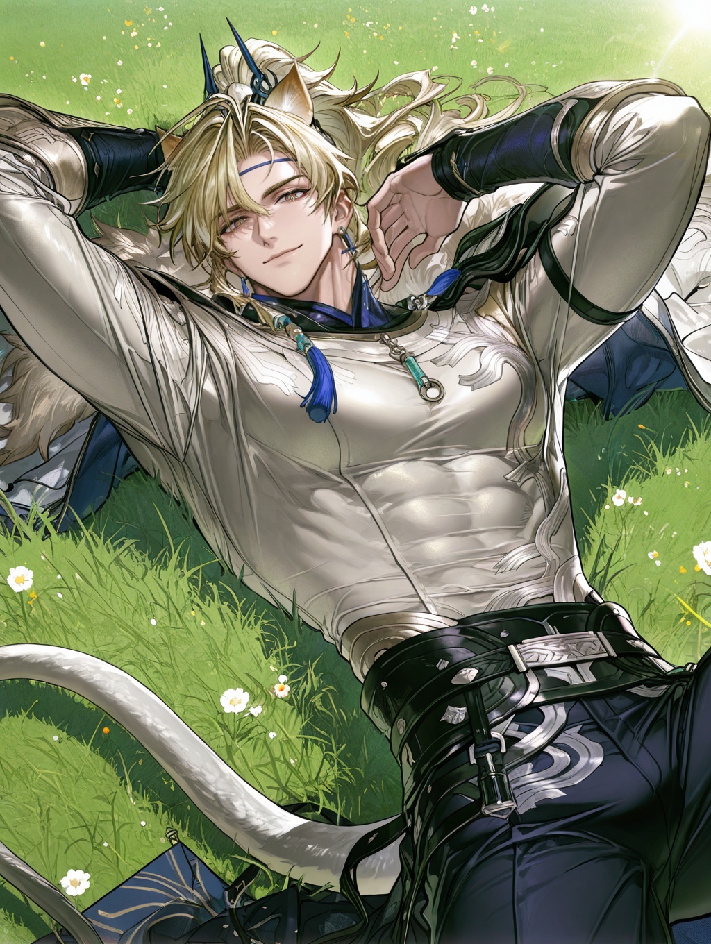 minghe,  male focus,  blonde hair on Tensor.Art