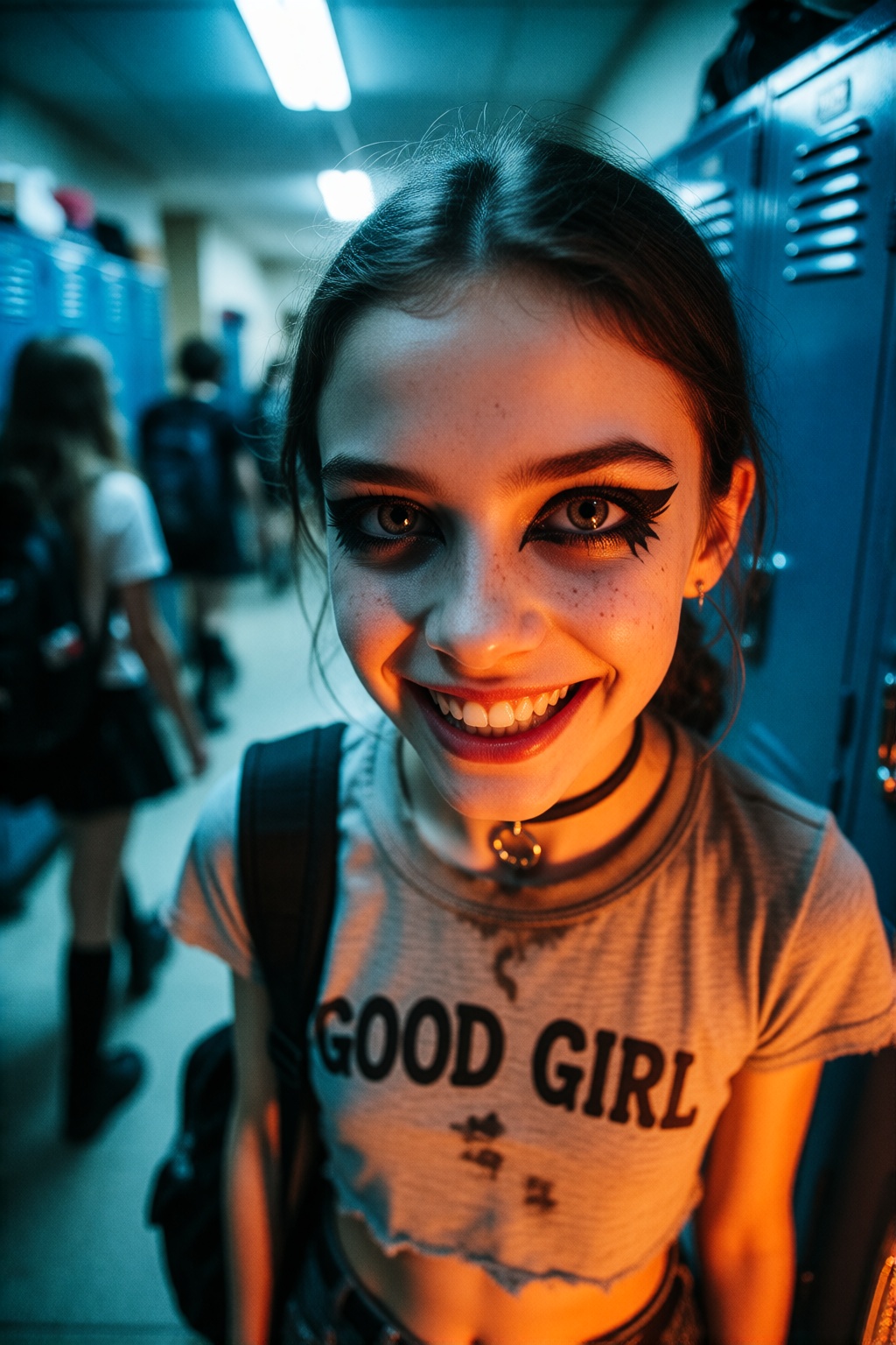 Document: Close_up portrait. Cinematic photo shot on 35mm anamorphic lens,  f/2.0,  fine film grain. Subject: A young teen...