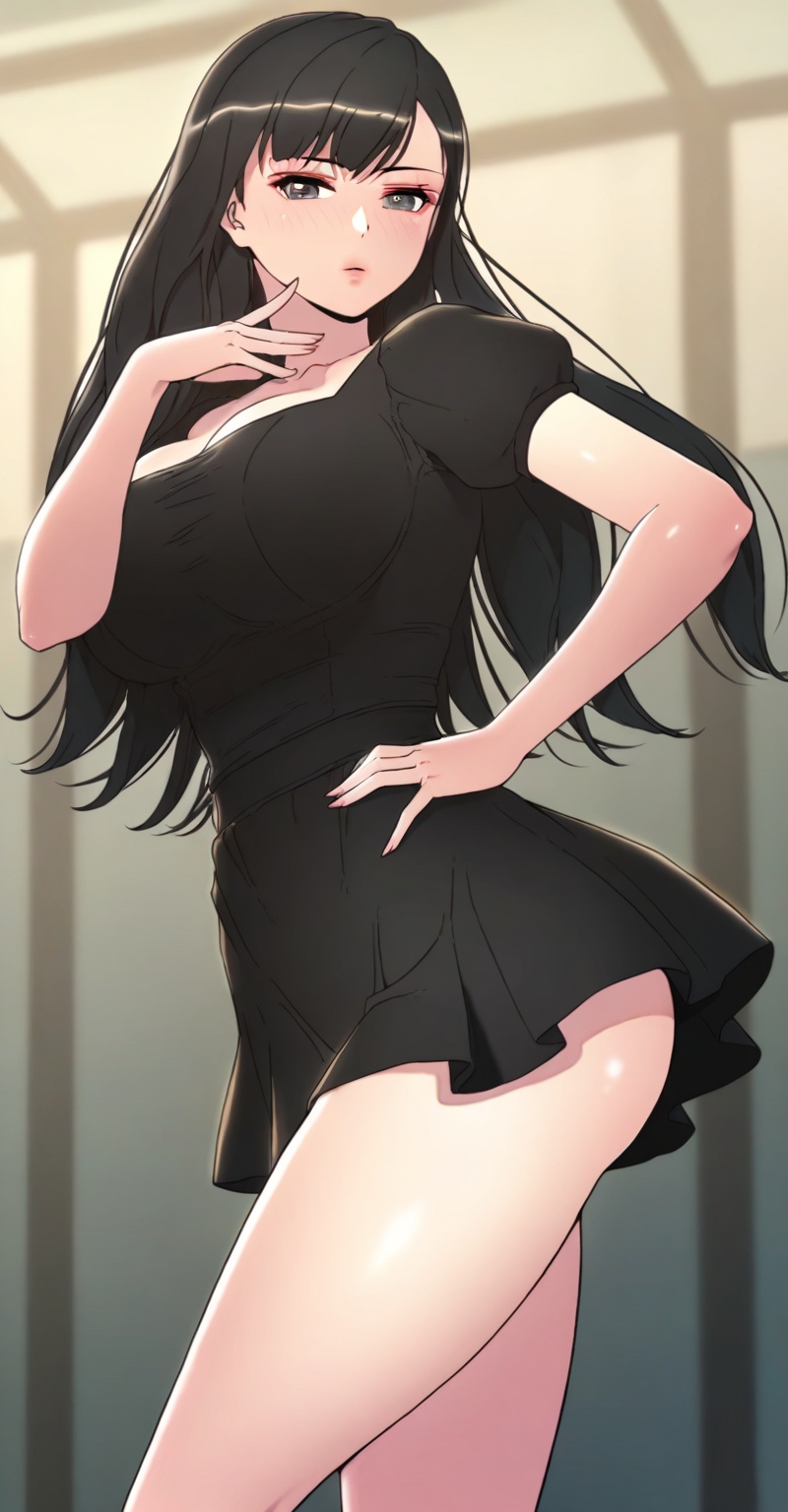 1girl,  solo,  black hair on Tensor.Art