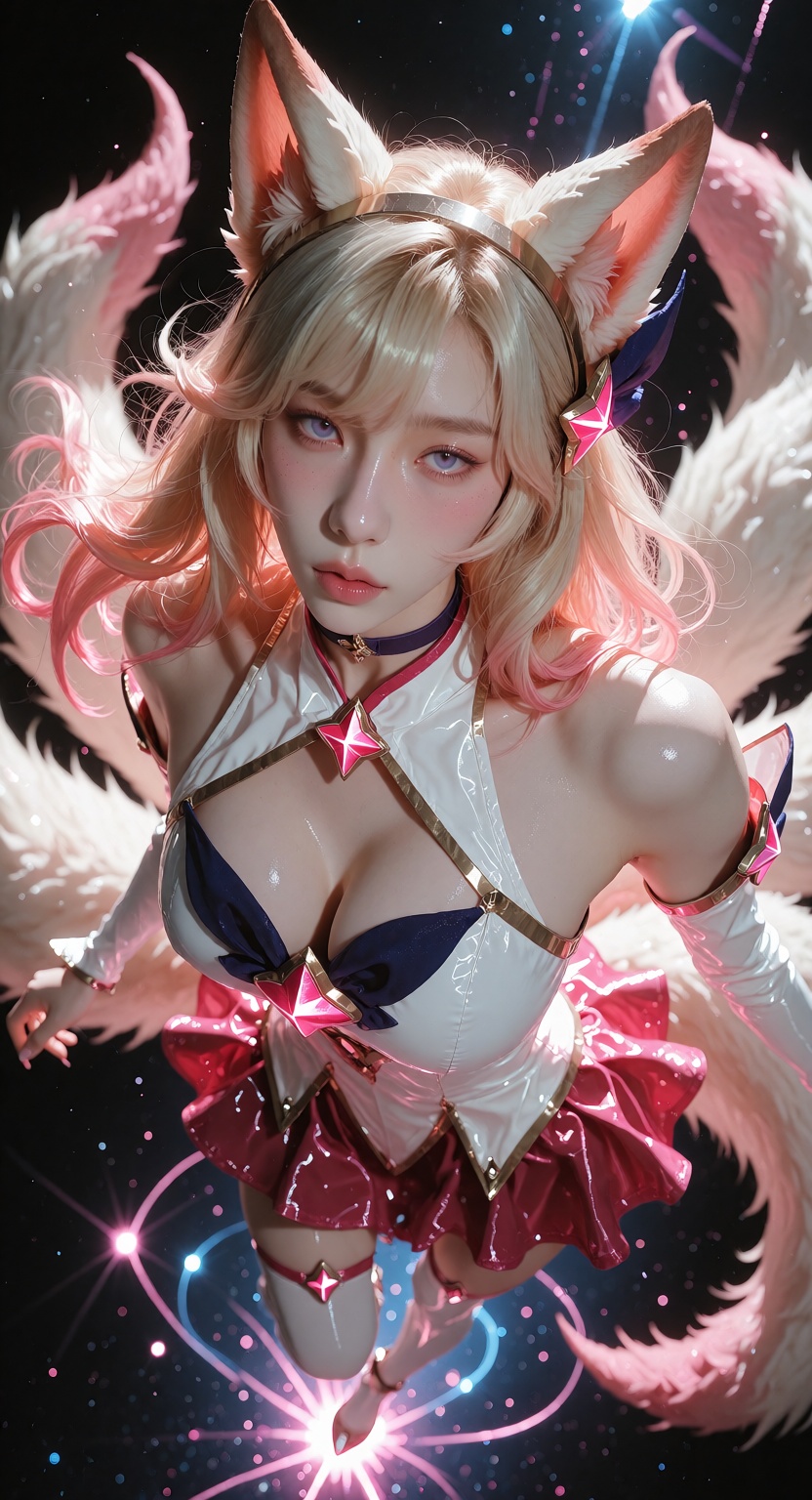 Photorealistic photograph,  full body of Star Guardian Ahri from League of Legends,  fair white skin on Tensor.Art