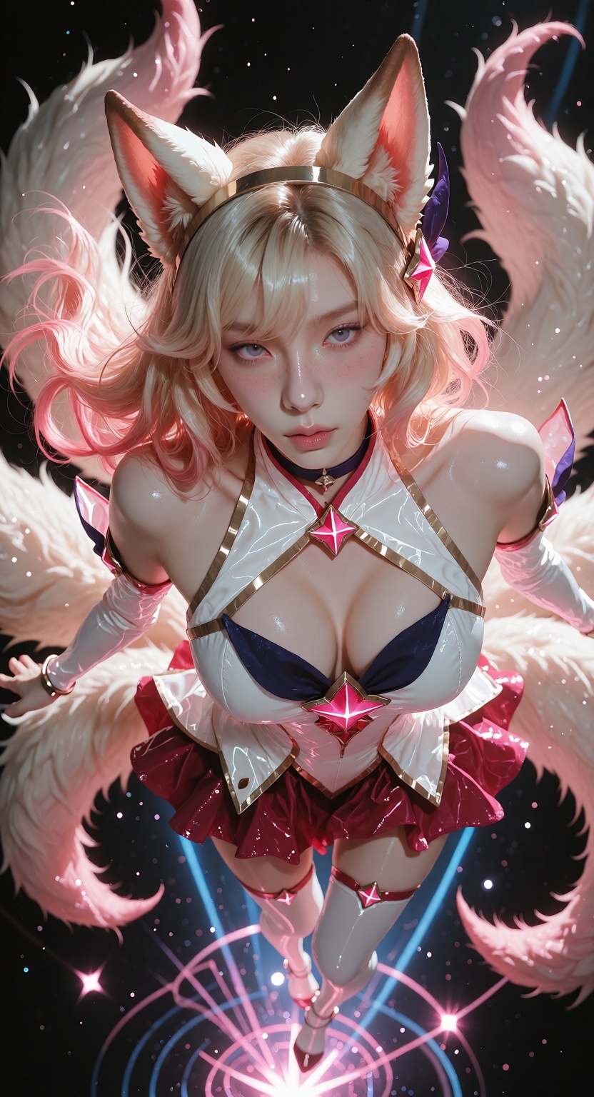 Photorealistic photograph,  full body of Star Guardian Ahri from League of Legends,  fair white skin on Tensor.Art