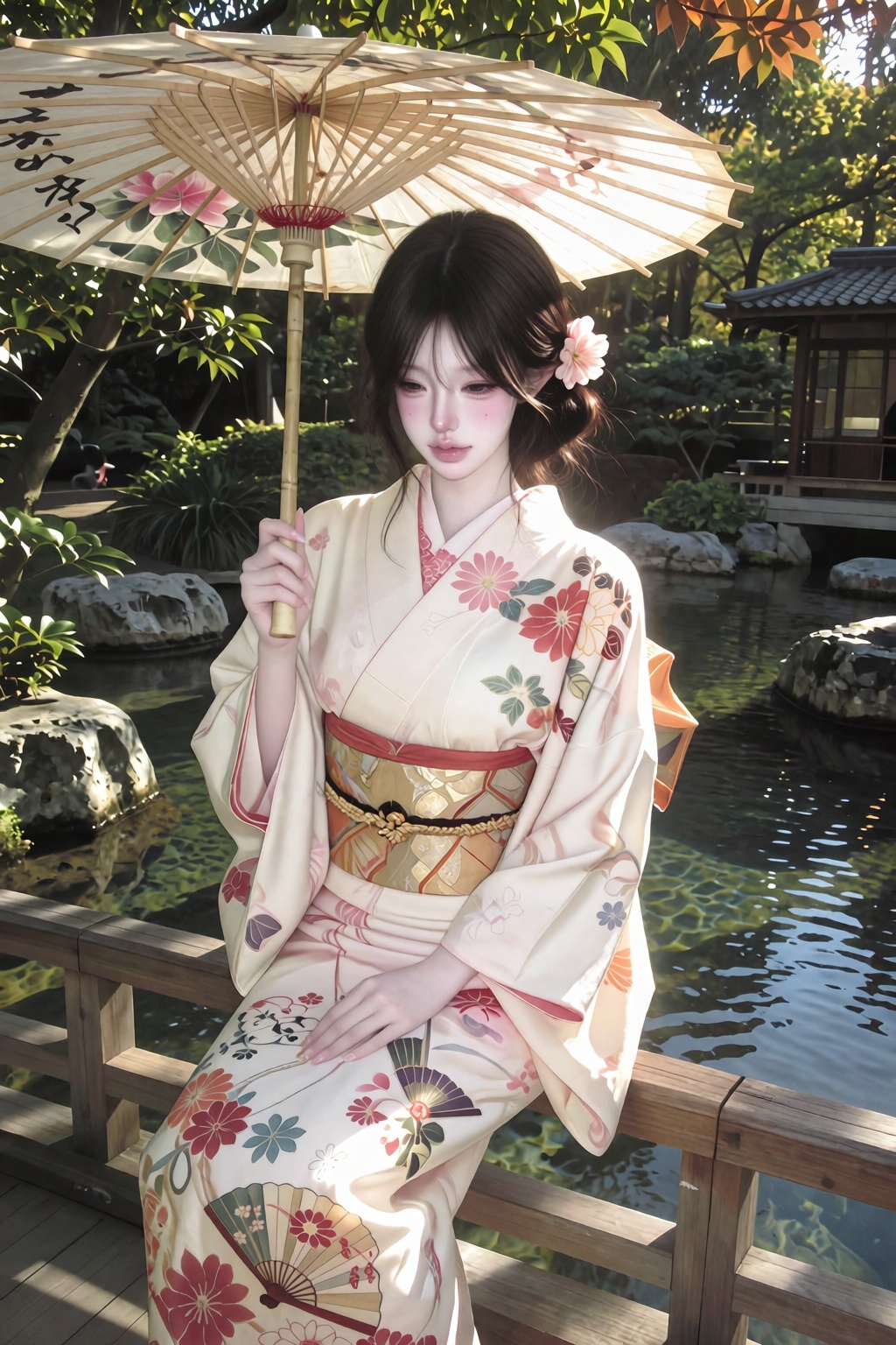 1 woman,  solo,  East Asian young woman on Tensor.Art