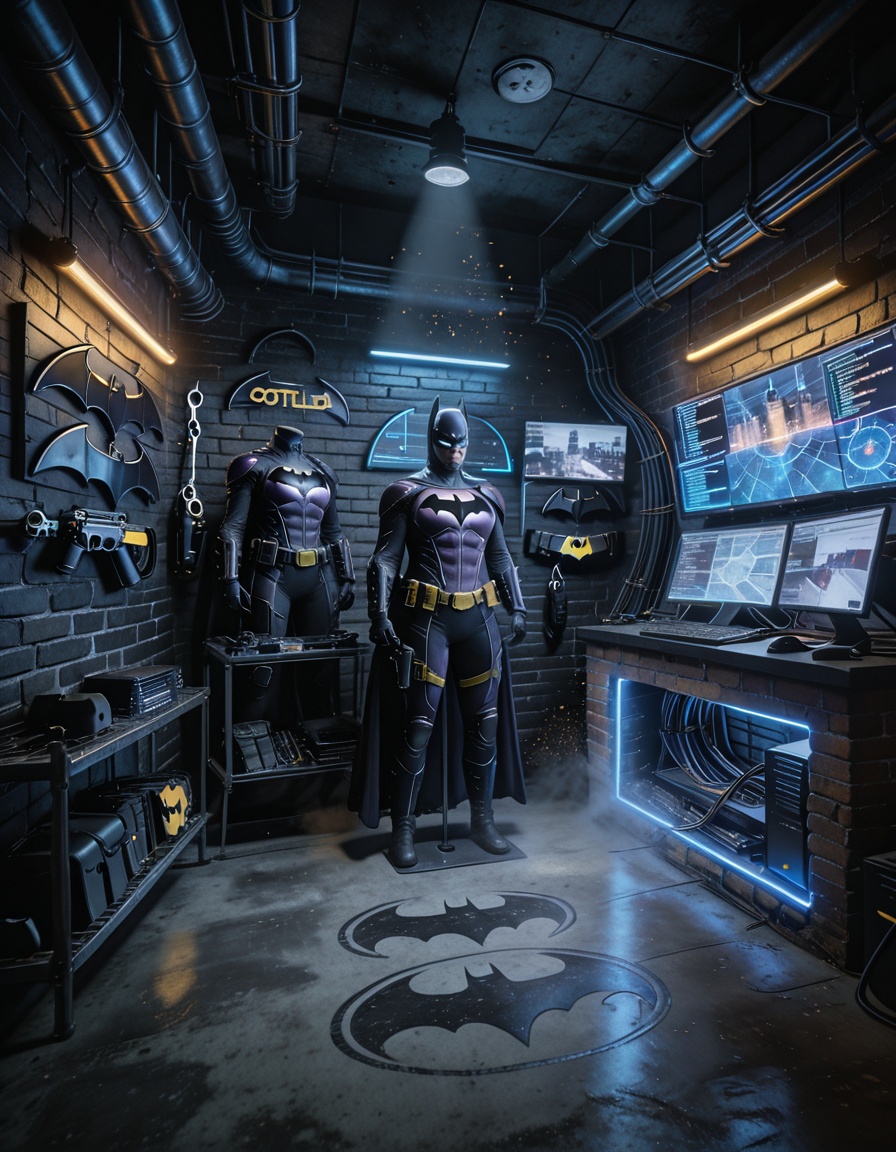 secret wardrobe chamber of B4tg1rlsecret wardrobe chamber of Batgirl,  empty room,  no people on Tensor.Art
