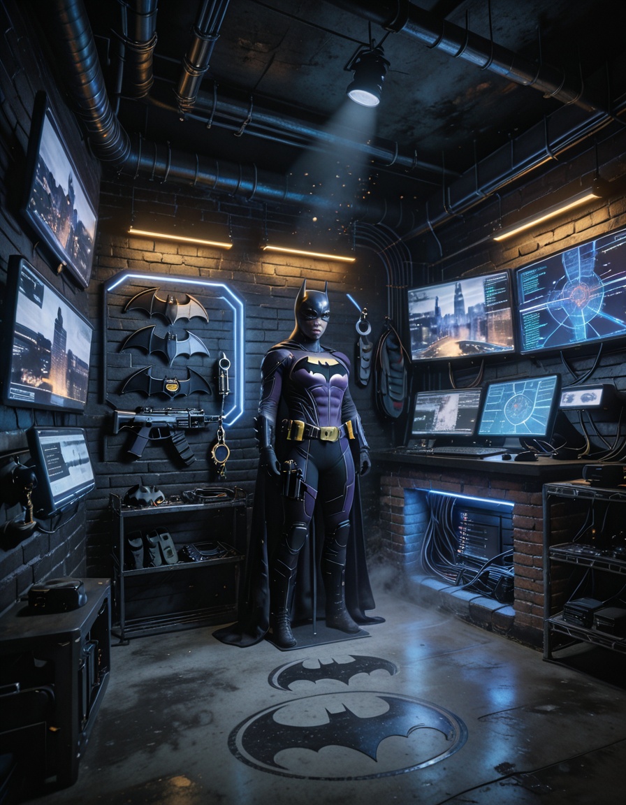 secret wardrobe chamber of B4tg1rlsecret wardrobe chamber of Batgirl,  empty room,  no people on Tensor.Art