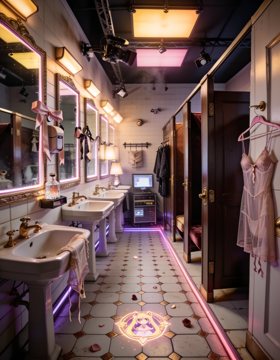 magical girl idol public restroom filming s3tA sensual magical girl idol public restroom filming set,  vintage tiled bathr...