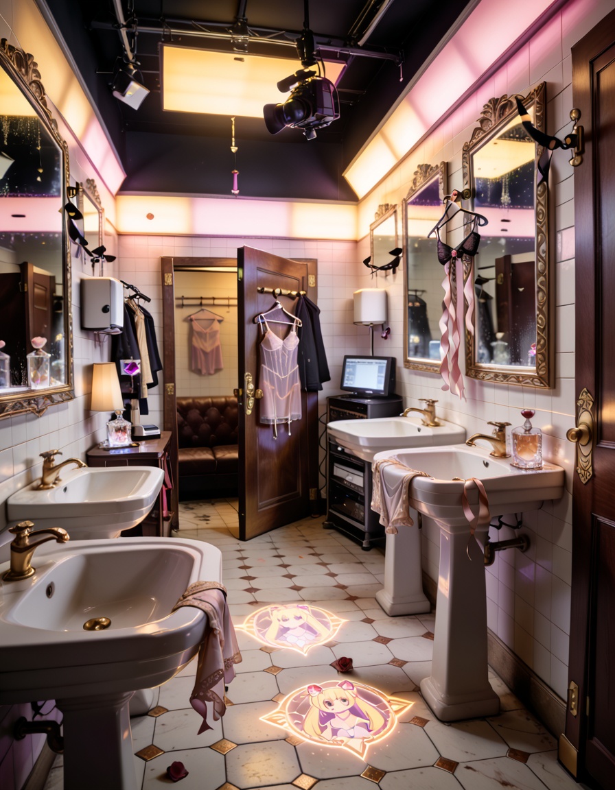 magical girl idol public restroom filming s3tA sensual magical girl idol public restroom filming set,  vintage tiled bathr...