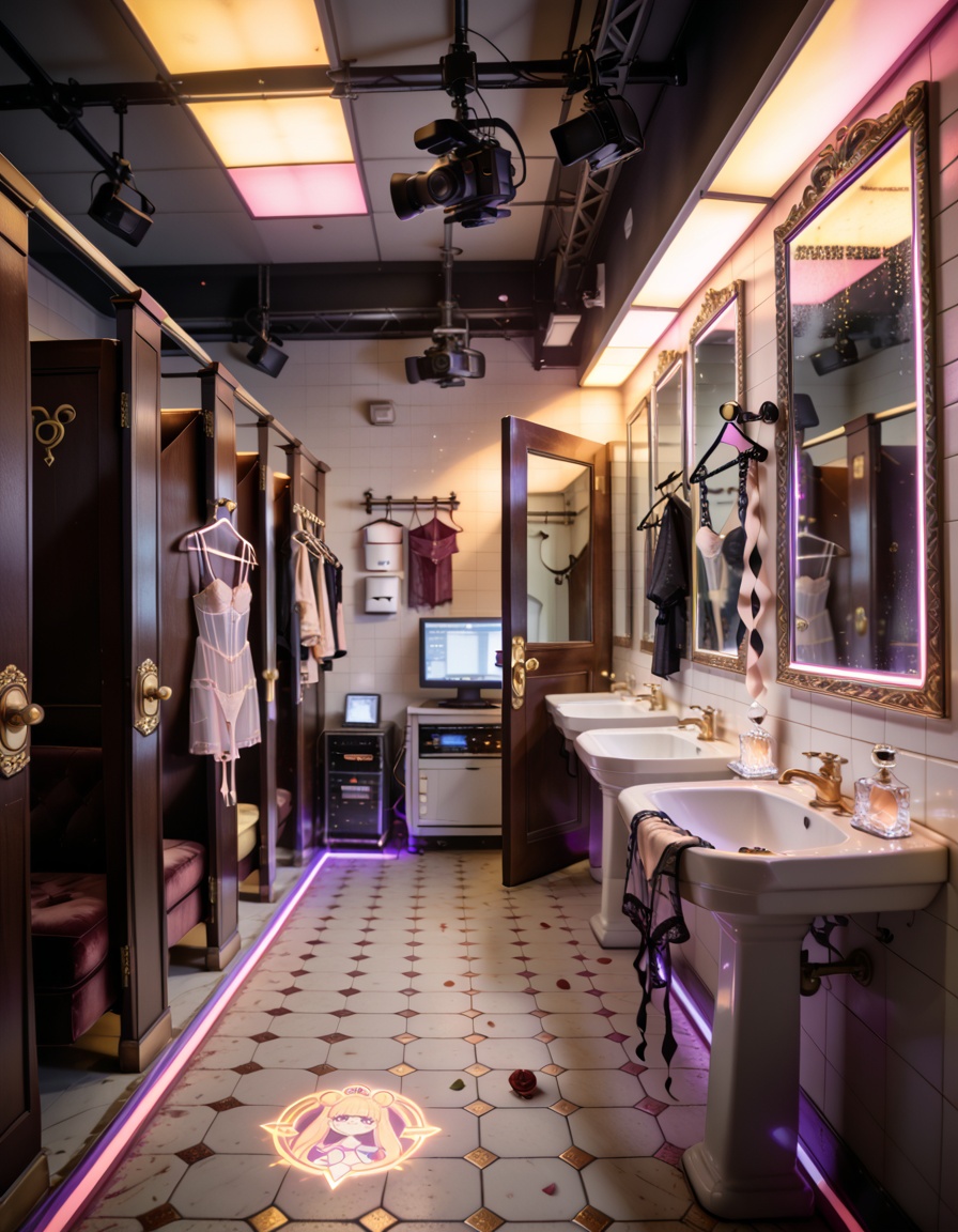 magical girl idol public restroom filming s3tA sensual magical girl idol public restroom filming set,  vintage tiled bathr...