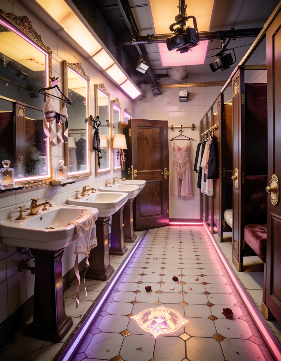 magical girl idol public restroom filming s3tA sensual magical girl idol public restroom filming set,  vintage tiled bathr...