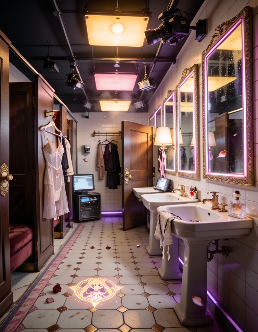 magical girl idol public restroom filming s3tA sensual magical girl idol public restroom filming set,  vintage tiled bathr...
