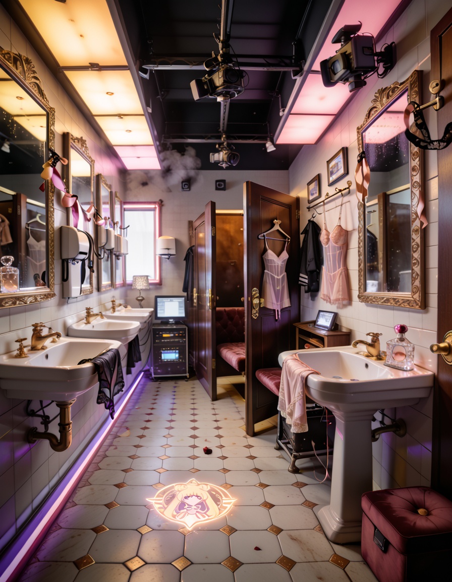 magical girl idol public restroom filming s3tA sensual magical girl idol public restroom filming set,  vintage tiled bathr...