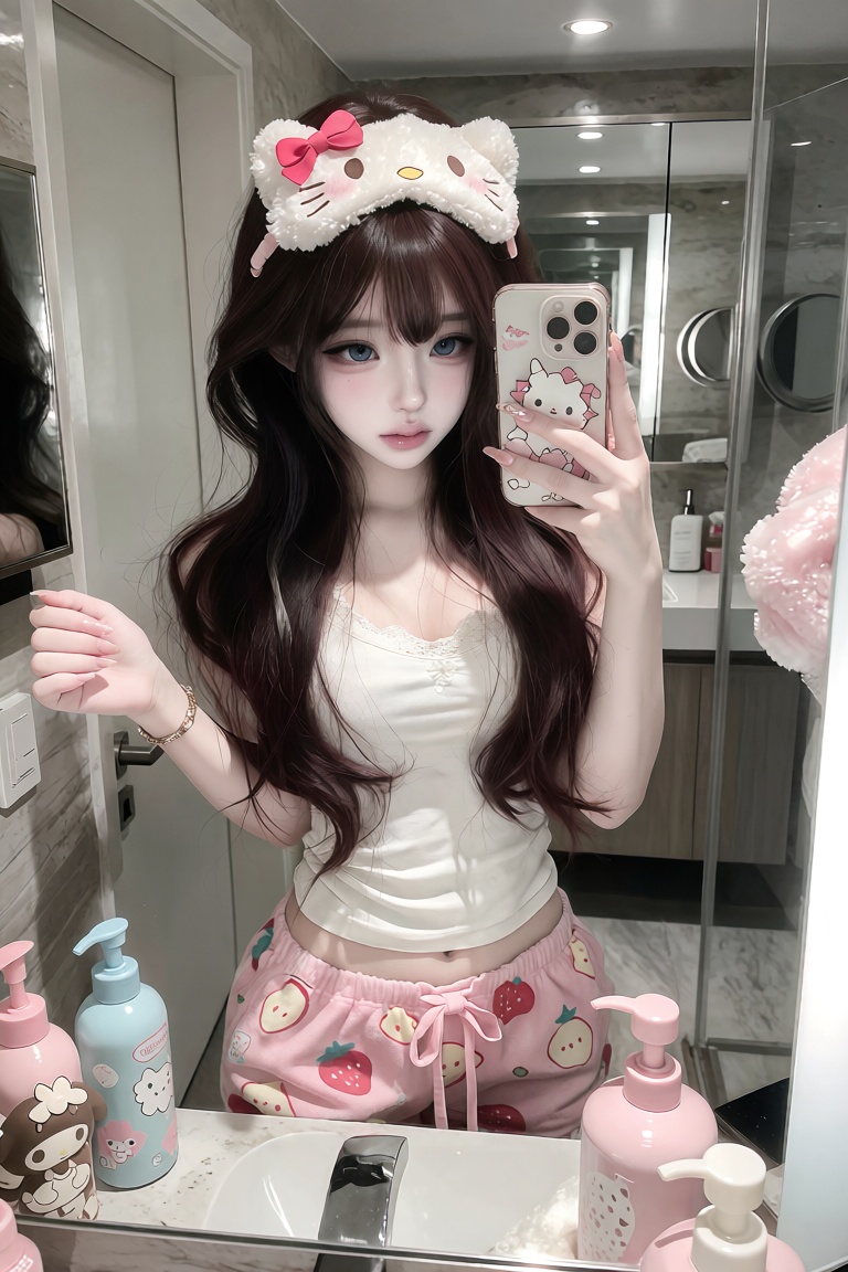 voluminous Korean goddess waves,  sweeping side bang, on Tensor.Art