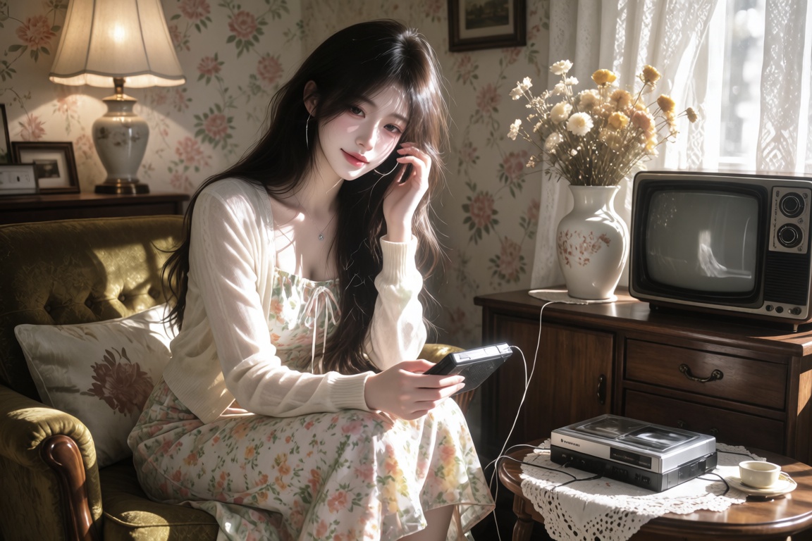 An Asian female,  20 year old,  a soft side-part and slightly wavy hair on Tensor.Art