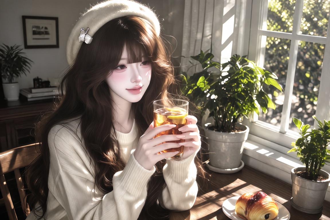 An Asian girl,  20 year old,  with soft wavy dark brown hair on Tensor.Art