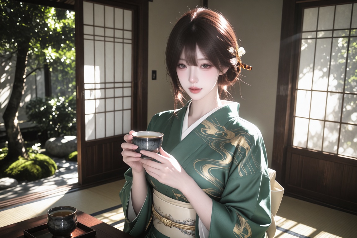 An Asian female,  20 year old,  a neat low updo and a tortoiseshell comb on Tensor.Art