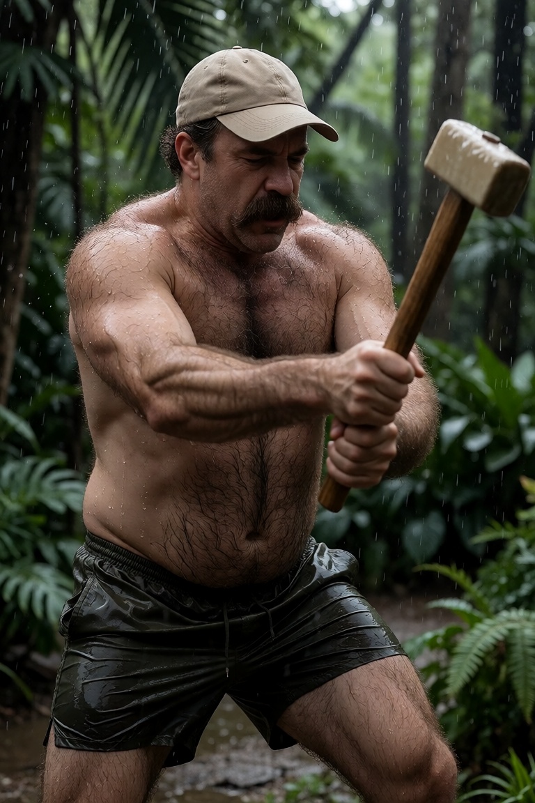 Extremely realistic photo of a middle-aged,  robust man with a heavy,  muscular build and a dense on Tensor.Art
