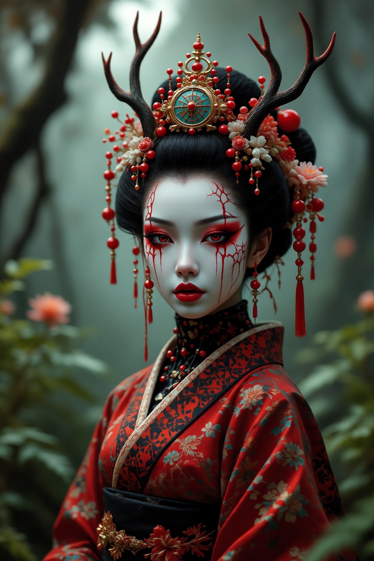 otherworldlydetail,  The image depicts a highly stylized and intricate figure,  likely a character or a digital creation o...