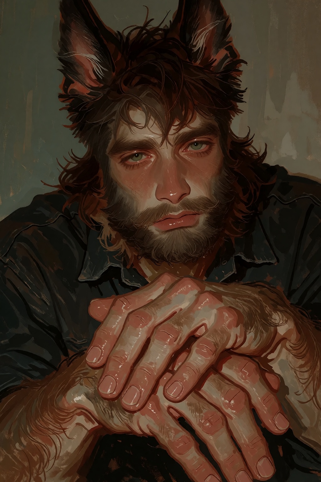 Cillian Byrne,  38-year-old Irish wolfhound demi-human man,  6’7” on Tensor.Art