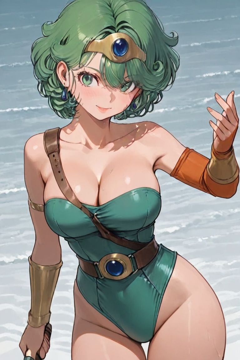 Large breasts,  a leotard stretched tight over the bust,  Off-the-shoulder style on Tensor.Art