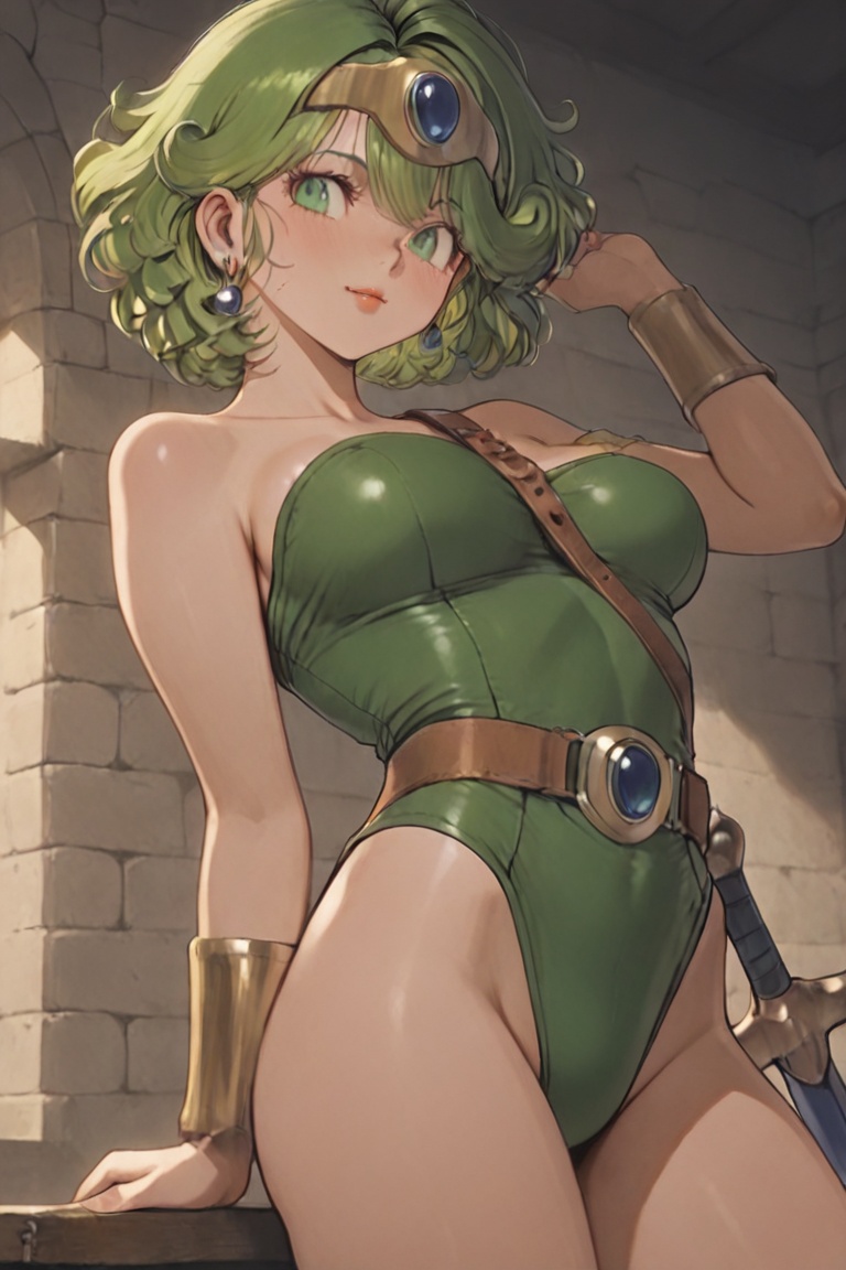 Large breasts,  a leotard stretched tight over the bust,  Off-the-shoulder style on Tensor.Art