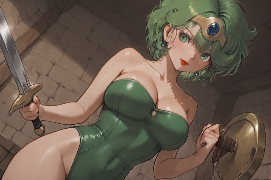 Large breasts,  a leotard stretched tight over the bust,  Off-the-shoulder style on Tensor.Art