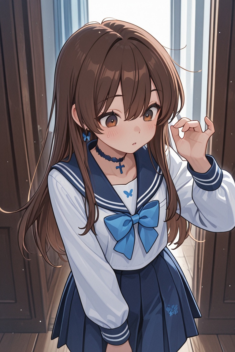 A Cute Cross-Dressing Boy,  Beautiful sailor uniform,  blue and white sailor uniform on Tensor.Art