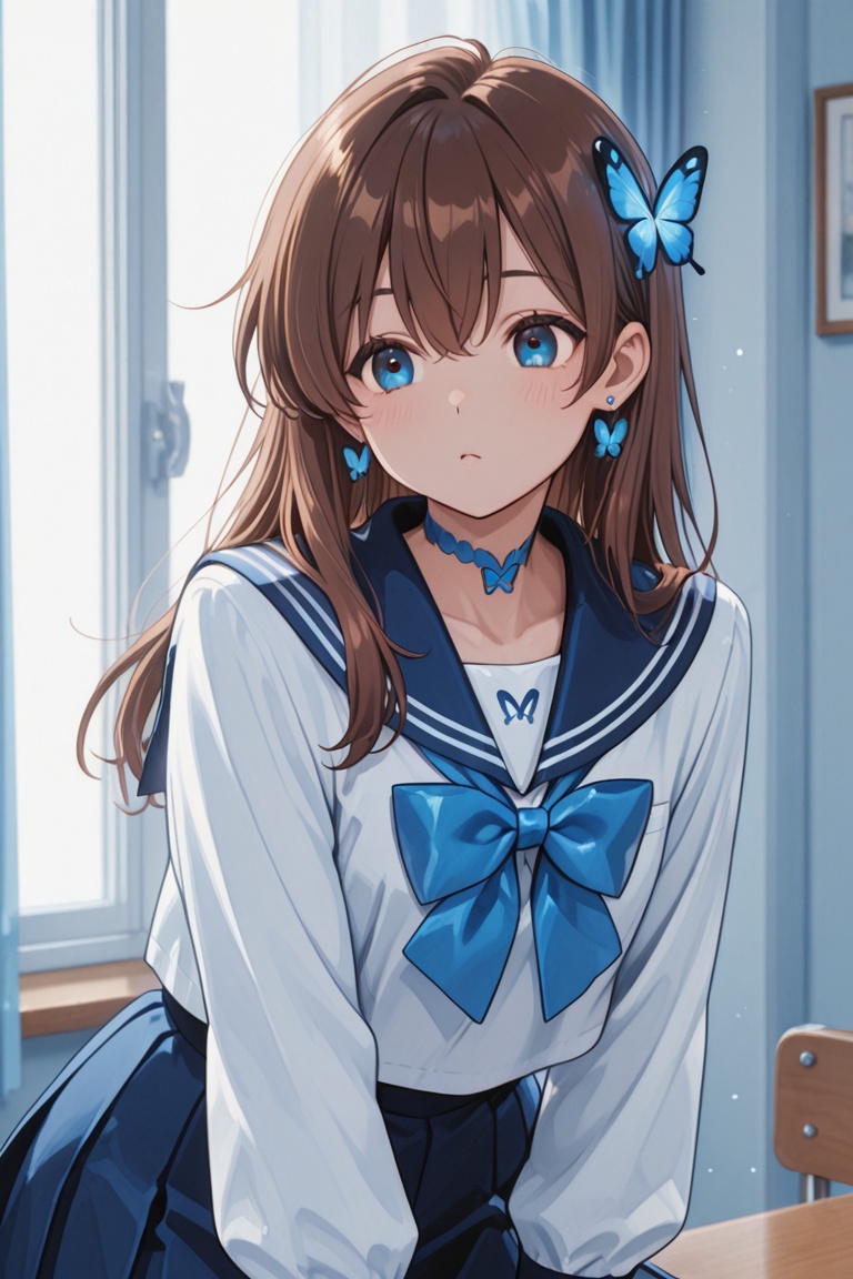 A Cute Cross-Dressing Boy,  Beautiful sailor uniform,  blue and white sailor uniform on Tensor.Art